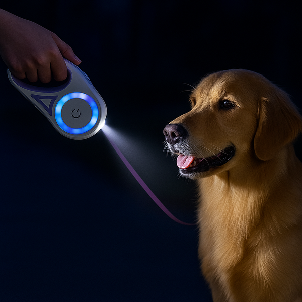 Premium Retractable Leash With Flashlight & Collar Set for Dogs